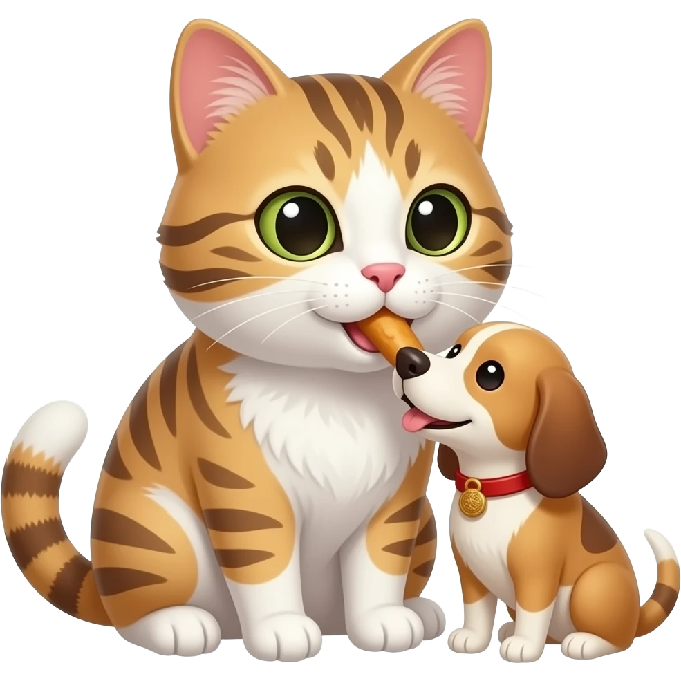 Hazme un gato con la cara de un chino comiendo un perro emoji