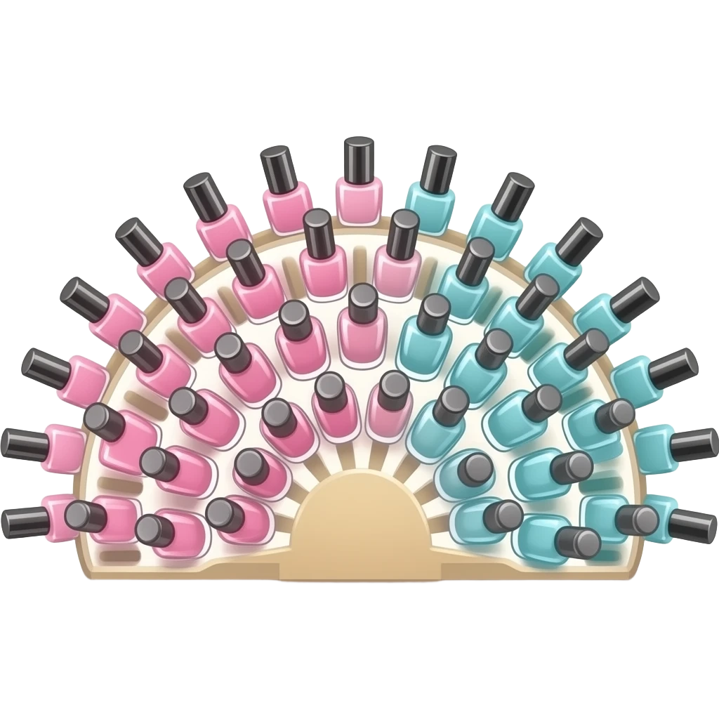 Nail polish rack inspired by Barbie colour pallete emoji