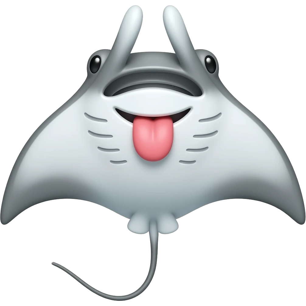 Manta raya with tongue put as :P emoji emoji