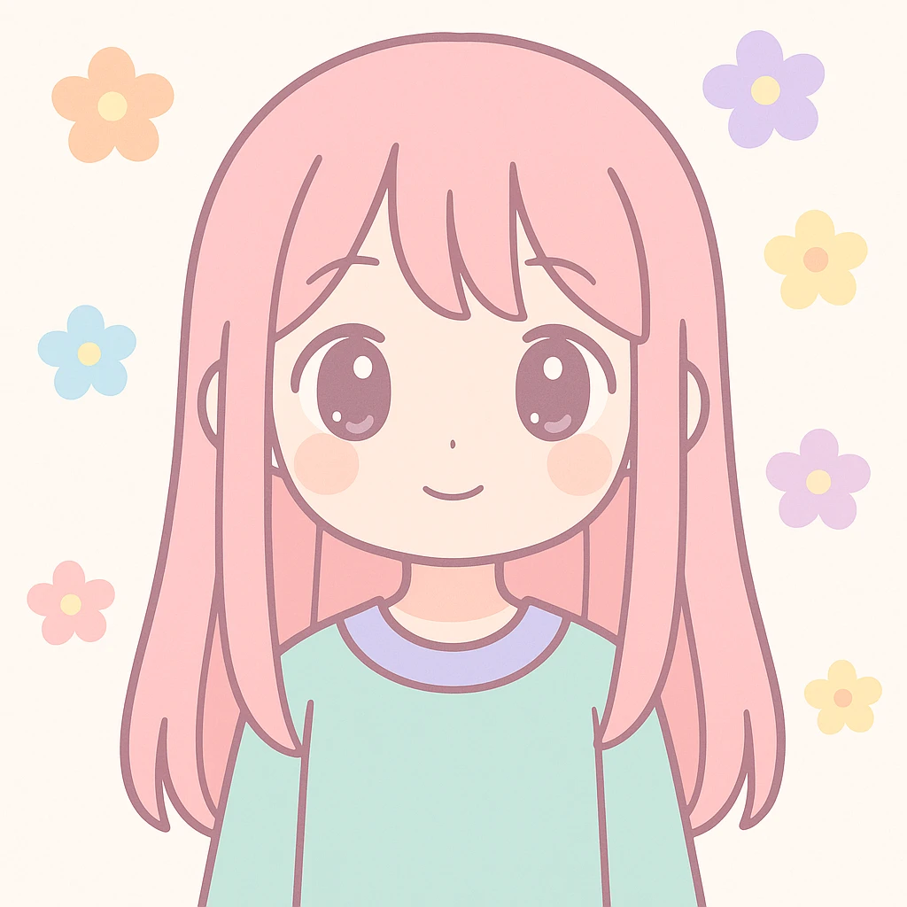 anime girl, serene, long straight hair, calm expression, floral background, subtle lighting emoji