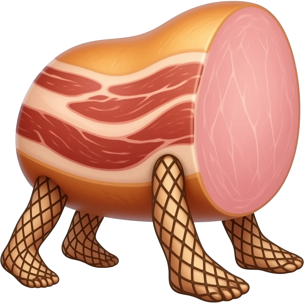 Ham with legs that are in fishnets emoji