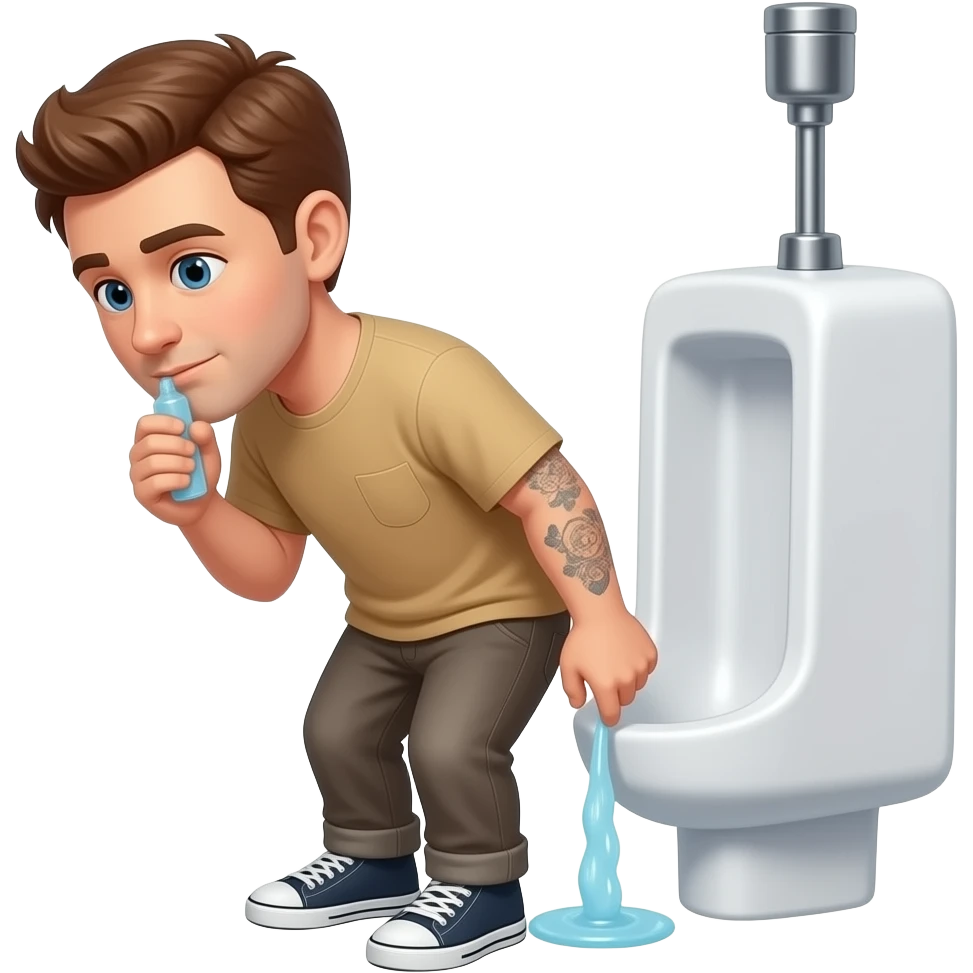 Man pissing at urinal emoji