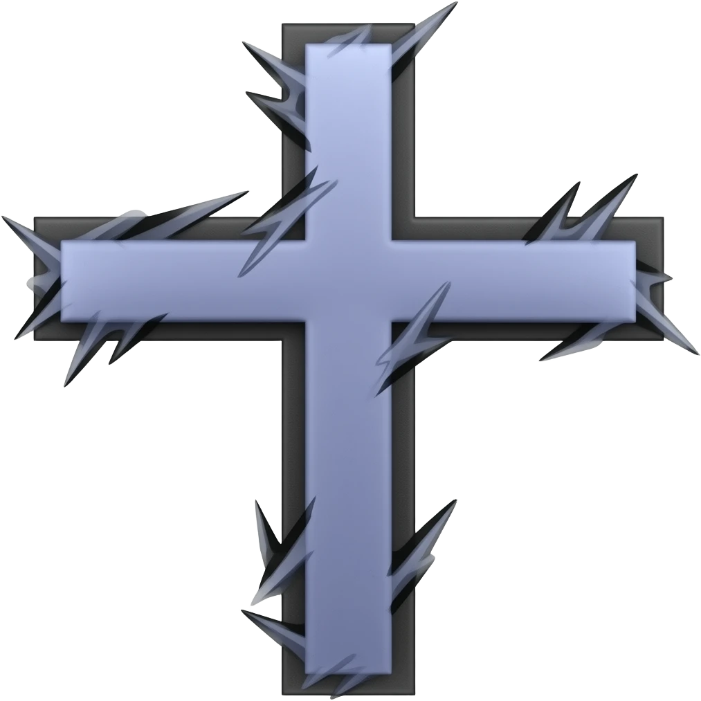 Periwinkle thin edgy christian cross with black borders emoji