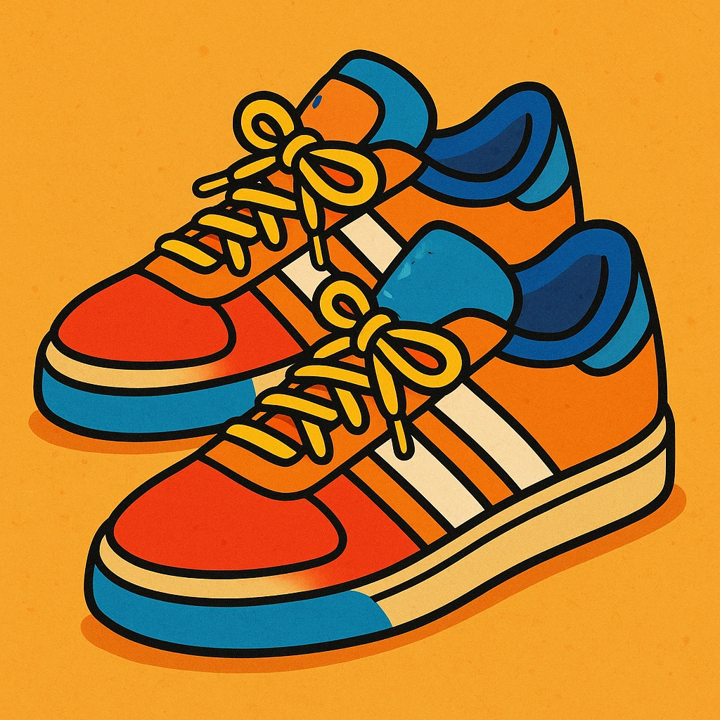 Adidas shoes, playful cartoon style emoji