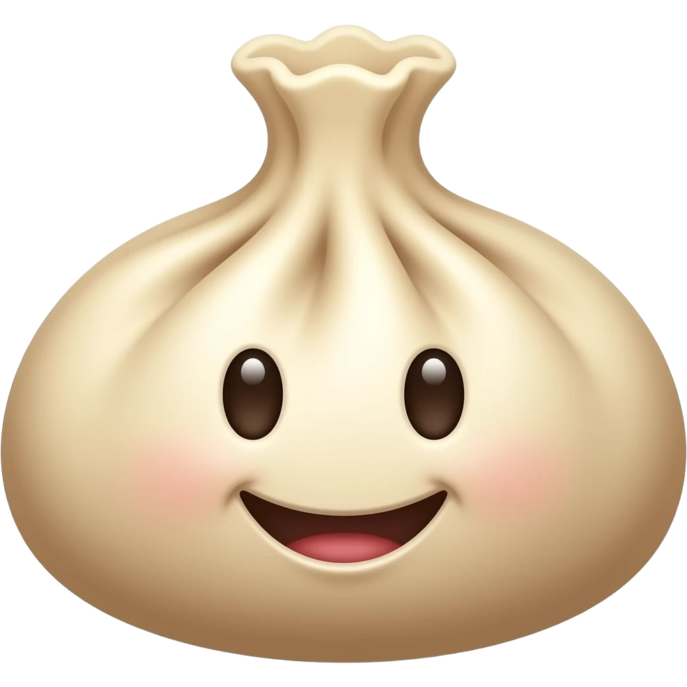 dumpling with a happy smile emoji