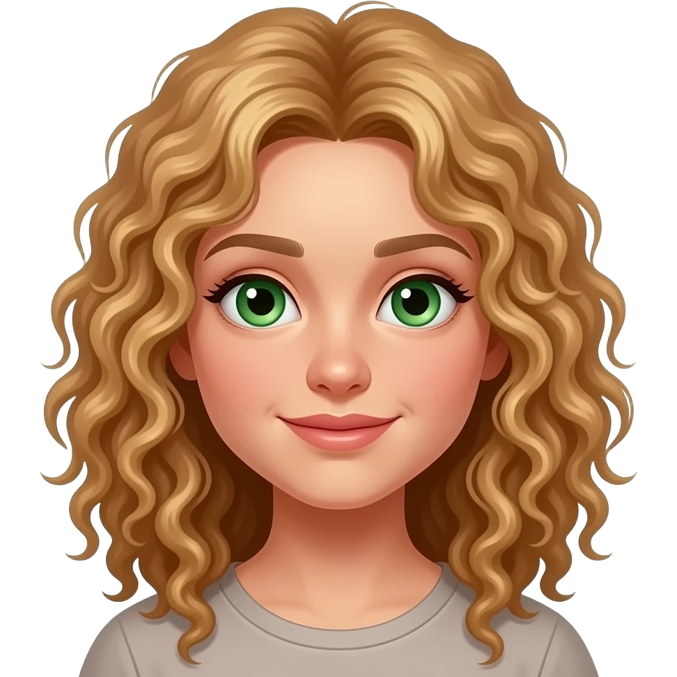 Create a fair girl with green eyes and curly dirty blonde hair emoji