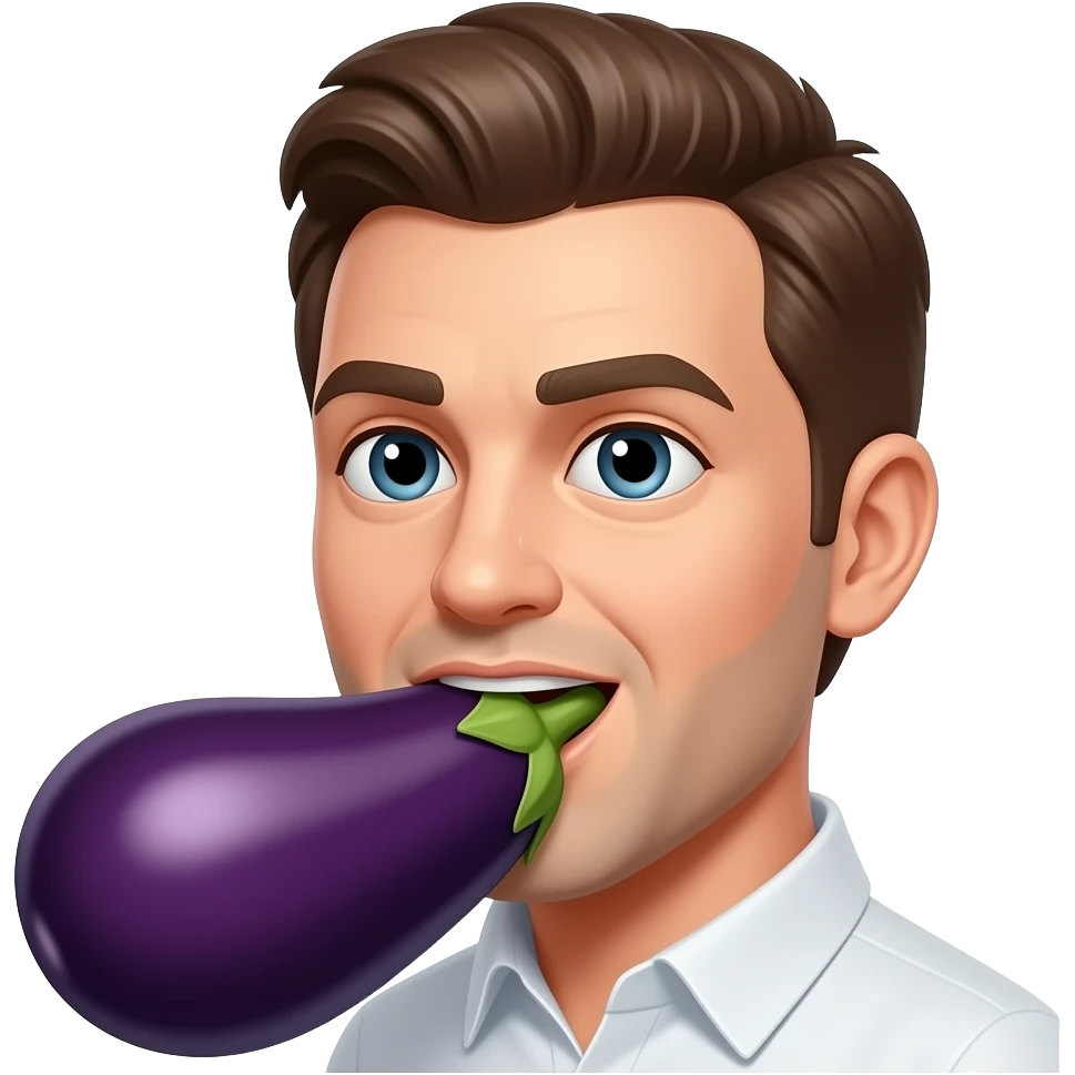 Man sucking on eggplant emoji