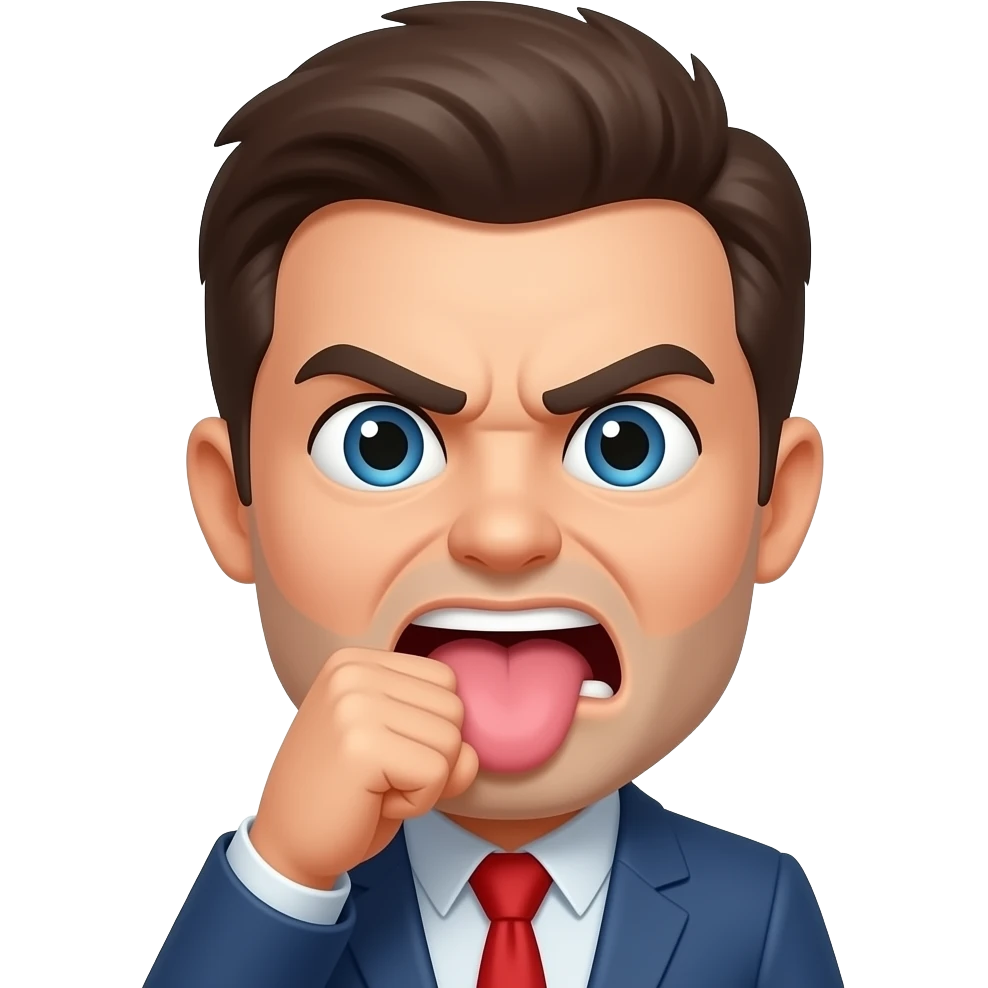 emoji with fist close to mouth tongue inside pushing cheek out emoji