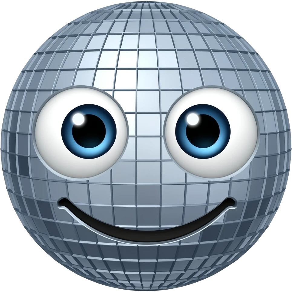 Disco ball with a face emoji