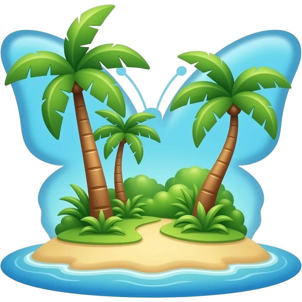 emoji représentant une ile tropical en forme de papillons ios emoji