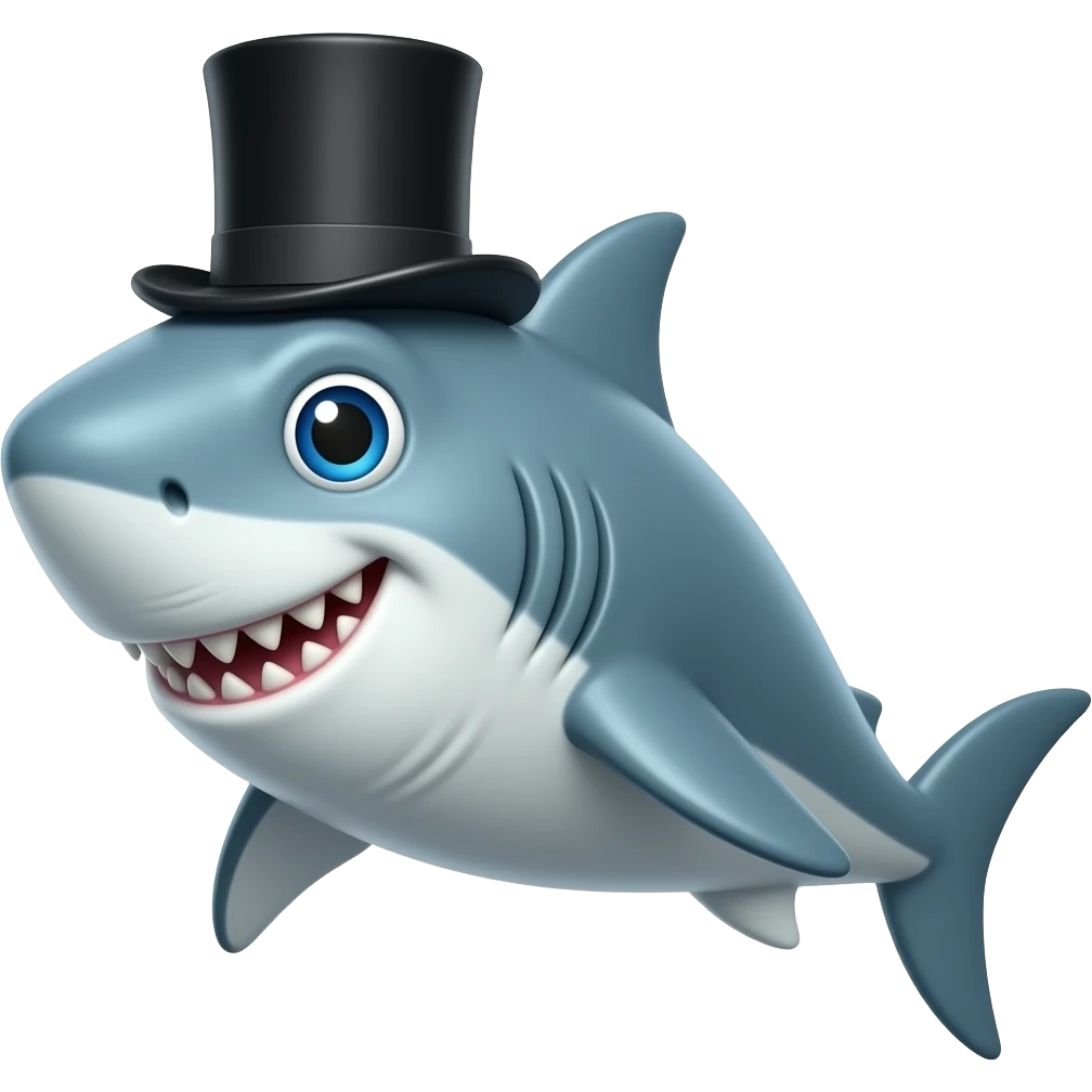 Shark with a top hat emoji