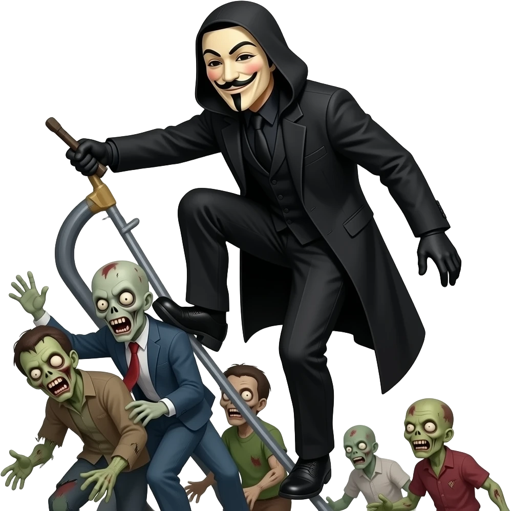 v for vendetta zombilerin üzerine işiyor yükseklikten emoji