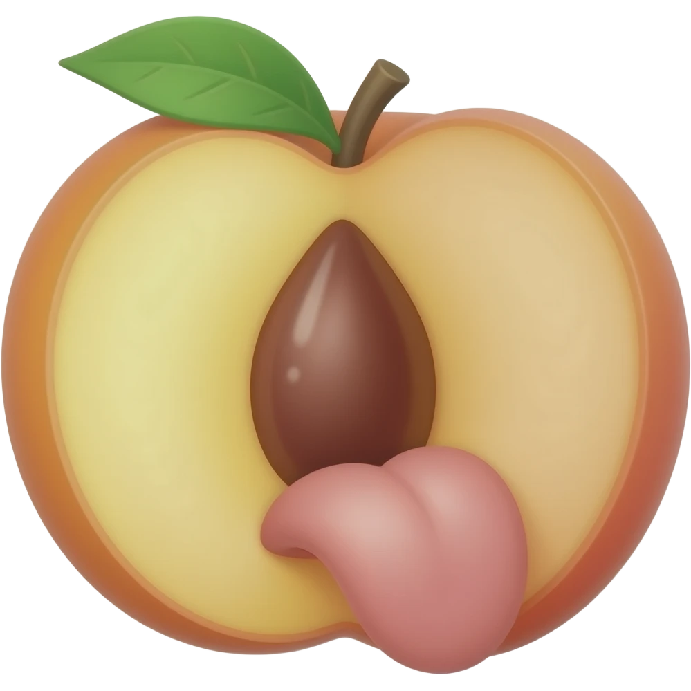 Sexual creamy peach with tongue 👅 emoji