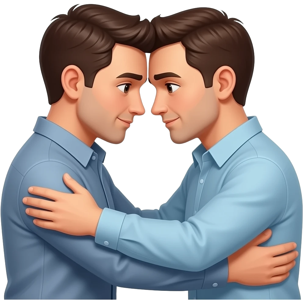 Two men are comforting and hugging each other face to face emoji