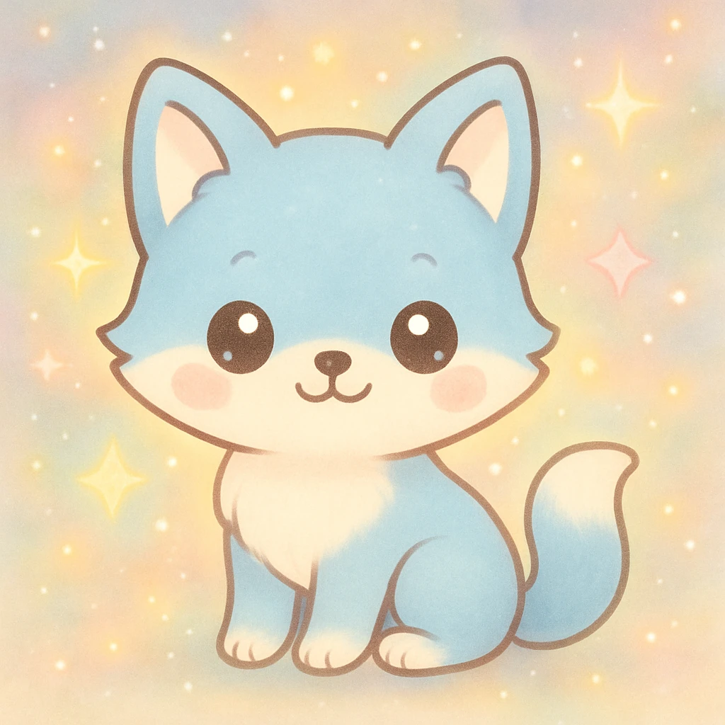 Add a magical, pastel fantasy background with sparkles and gentle glowing effects, keeping the kawaii style. emoji
