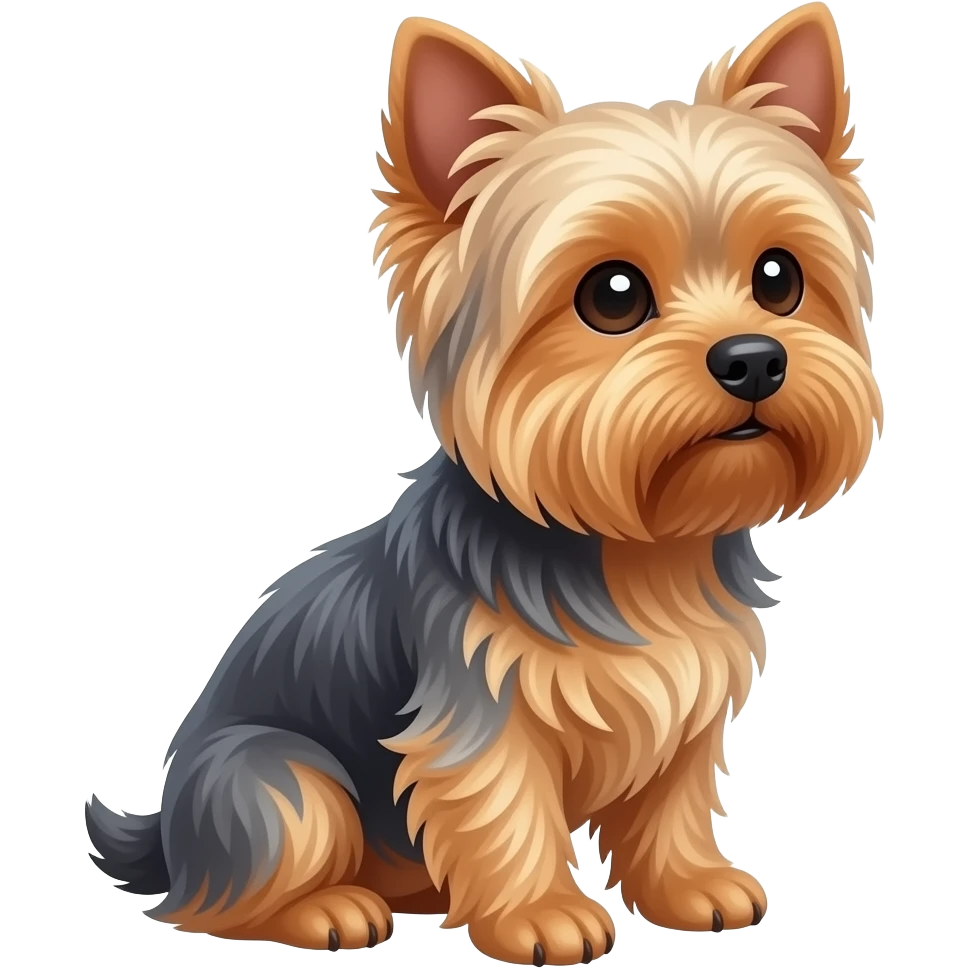 whole body,looking on right , sitting, Yorkshire Terrier emoji