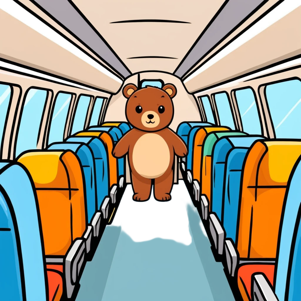 Public airplane with bear inside emoji