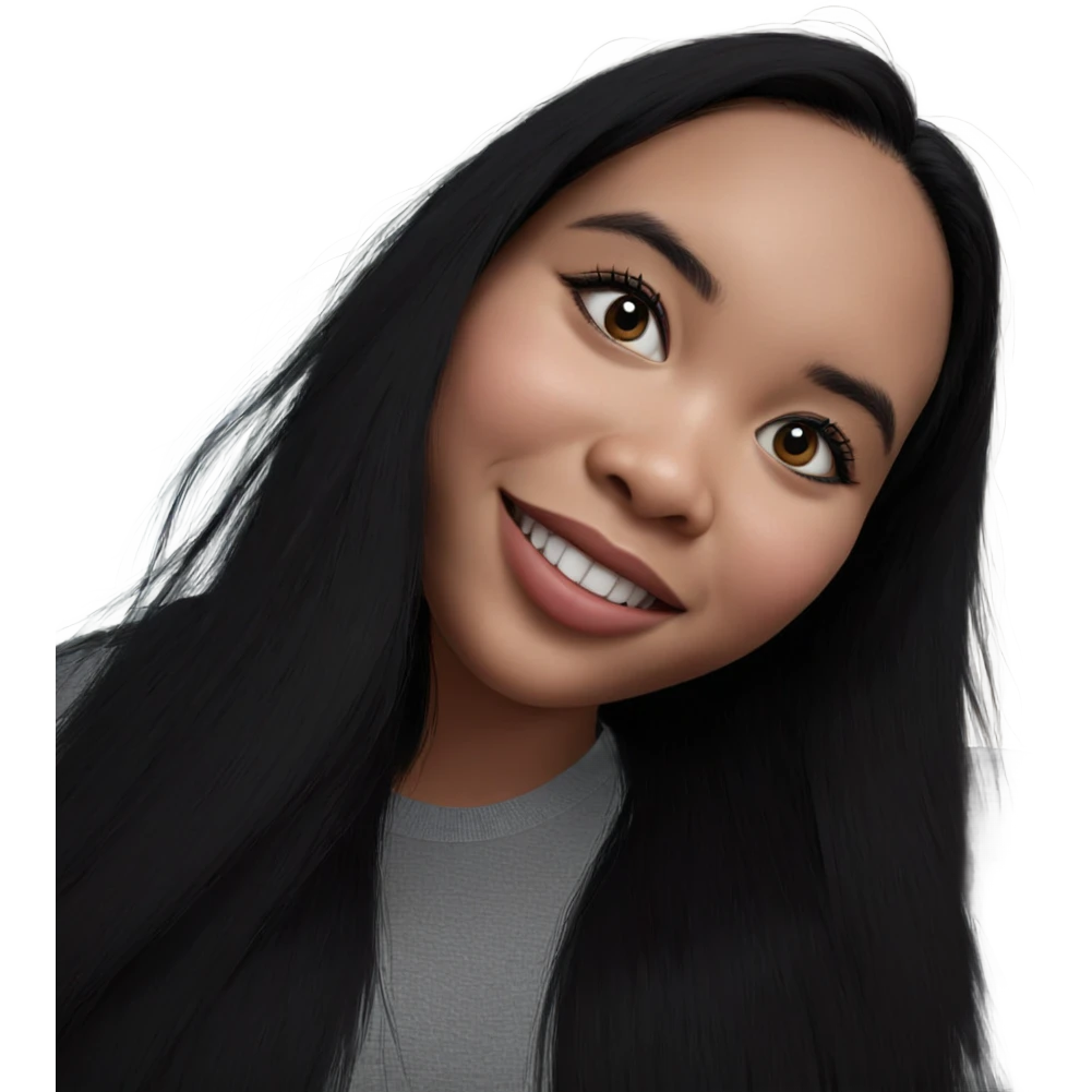 smiling girl with black hair emoji