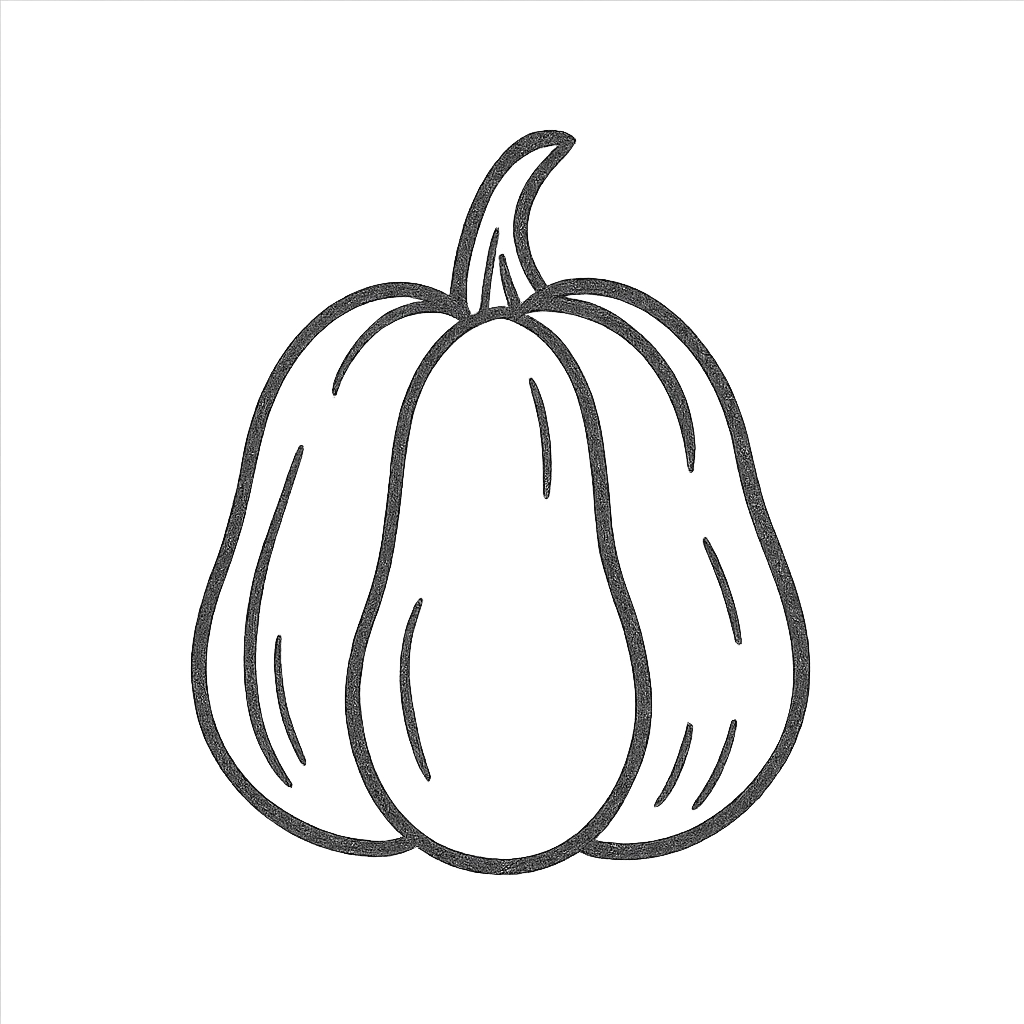hand-drawn outlined icon of a squash fruit with playful lines emoji
