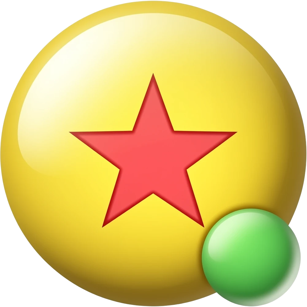 Tamam , sarı dairenin efrafına bitişik şekilde yeşil çember olsun ve sarı dairenin içine kızıl yıldız olsun emoji