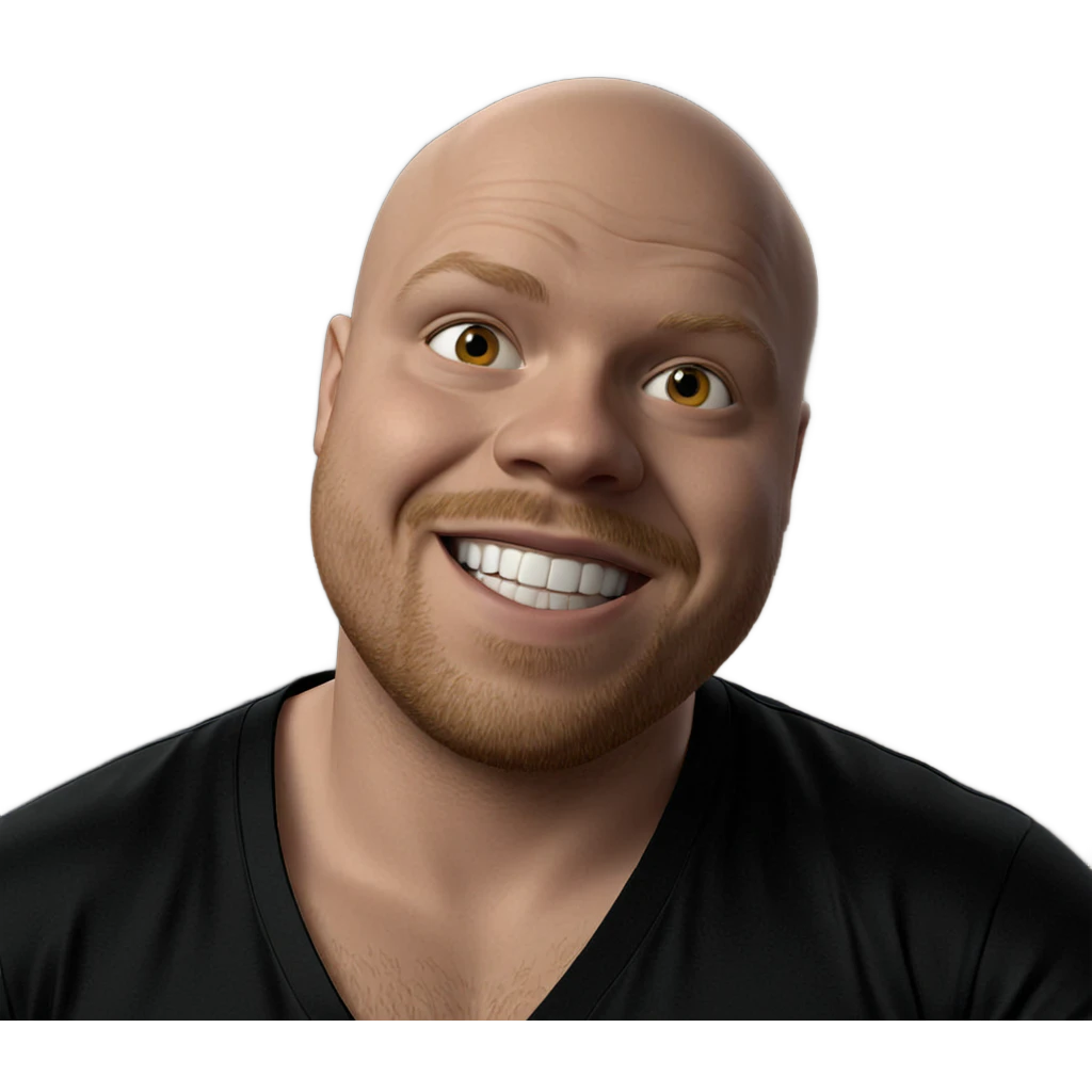 bald guy smiling in shirt emoji