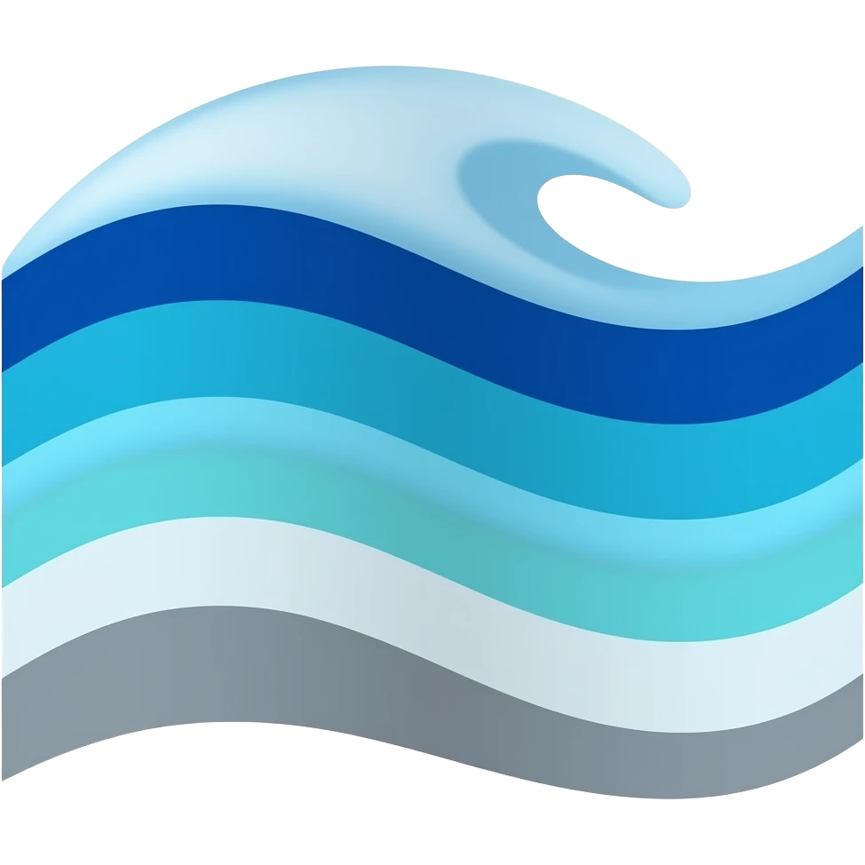 Wave USE COLORS: dark blue, deep blue, sky blue, sea turquoise, celestial white, coastal grey. emoji