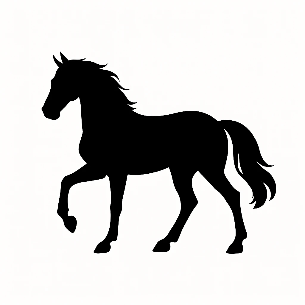 Horse black silhouette white background emoji