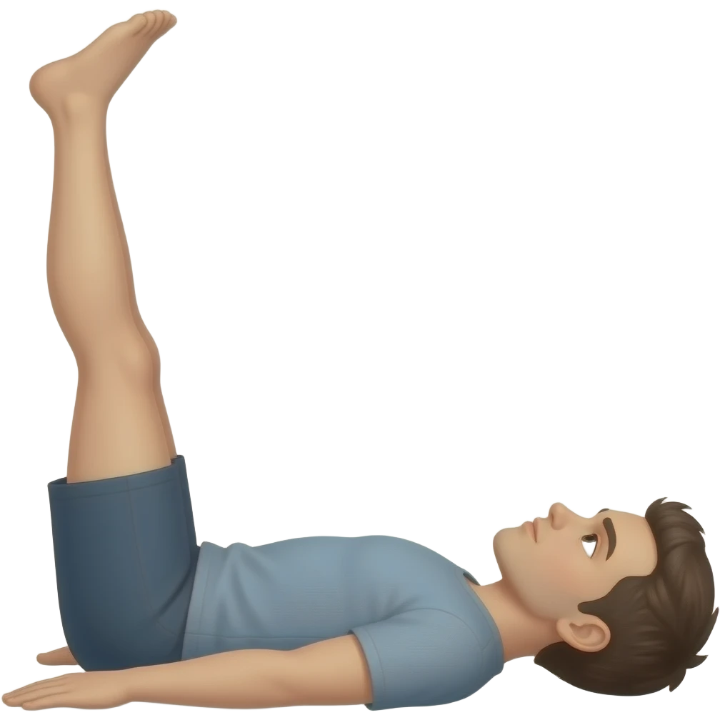 one knee up 45 degree. the other knee is flat on ground lying on back. from side emoji