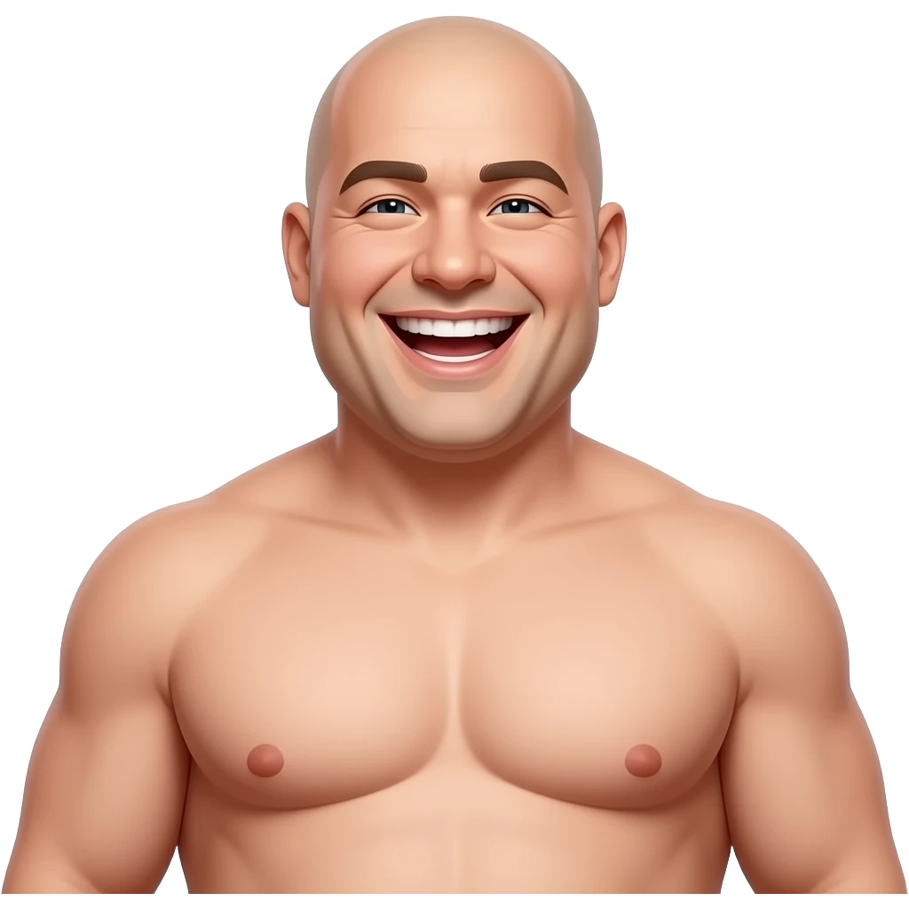 fat very fatshirtless bald man with huge manboobs laughing emoji