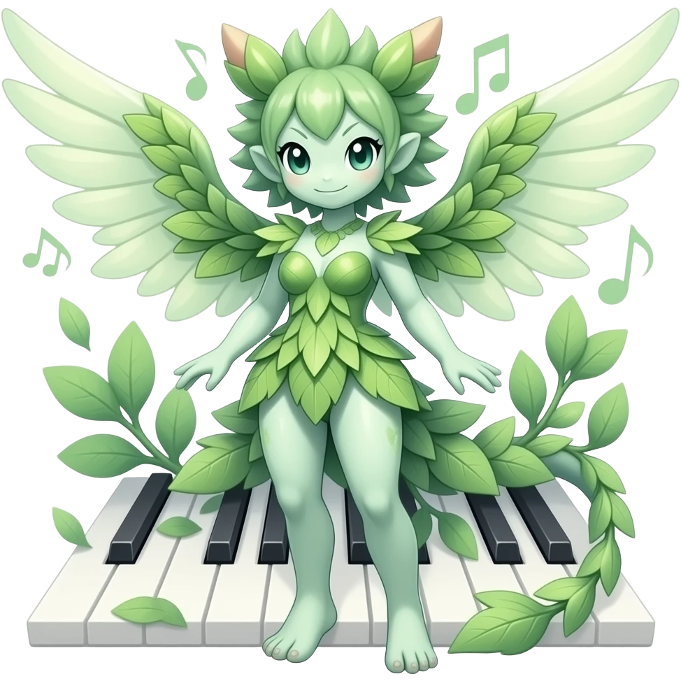 Tropius-Shaymin-Bayleaf-Meloetta-Pokémon-fusion, full body emoji