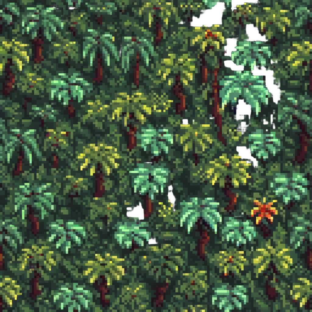 Add a pixel art jungle background while keeping the tiger as the main focus. emoji