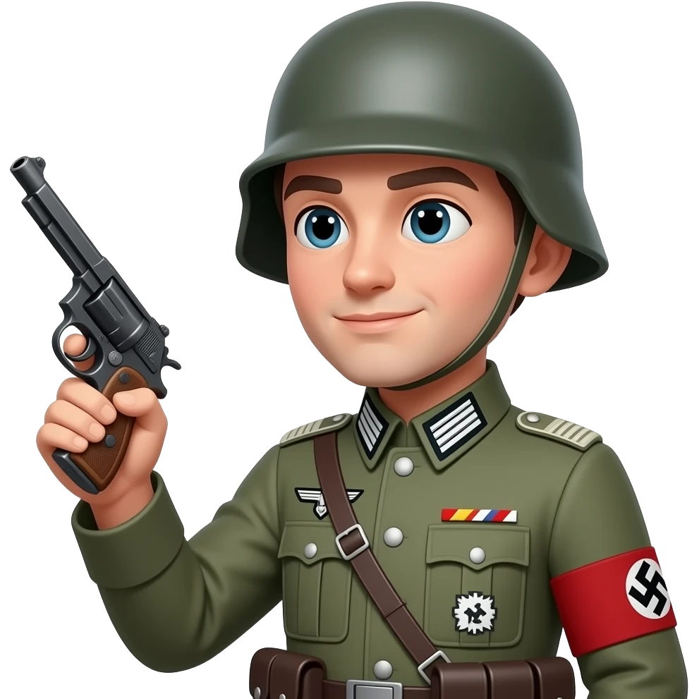 ww2 uncensored nazi Wehrmacht soldier hold a luger emoji