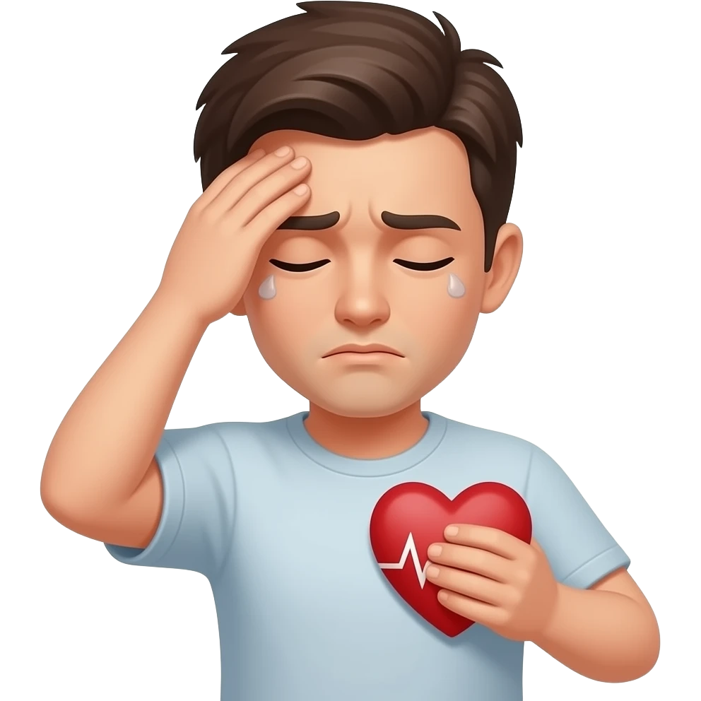 Nausea headaches rapid heartbeat and possibilities of stroke and/or heart attack emoji