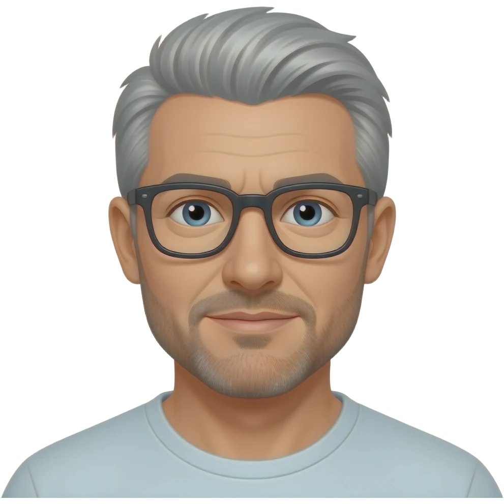 blue eyed man with salt and pepper hair slight goatee without glasses emoji