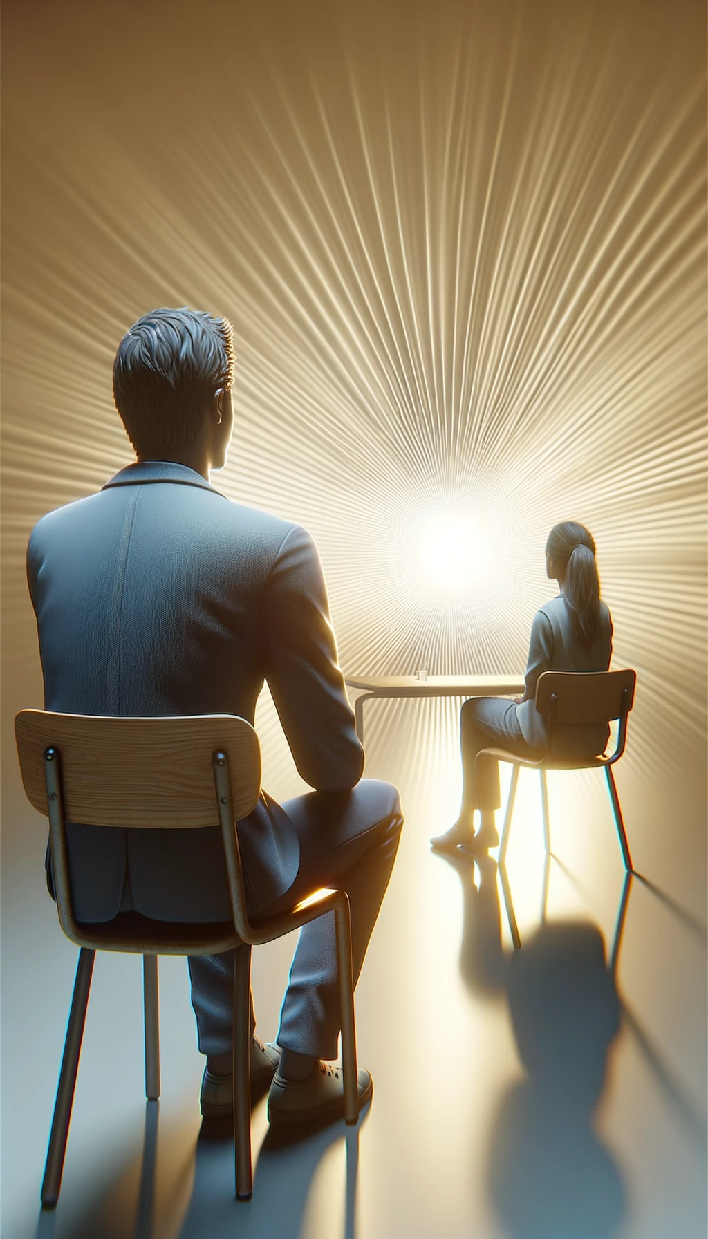 una persona parla e un altra persona di spalle lo ascolta, il significato dell'immagine è cheù dalle parole si capisce il valore della persona, immagine iperrealistica 4k, sfondo chiaro emoji