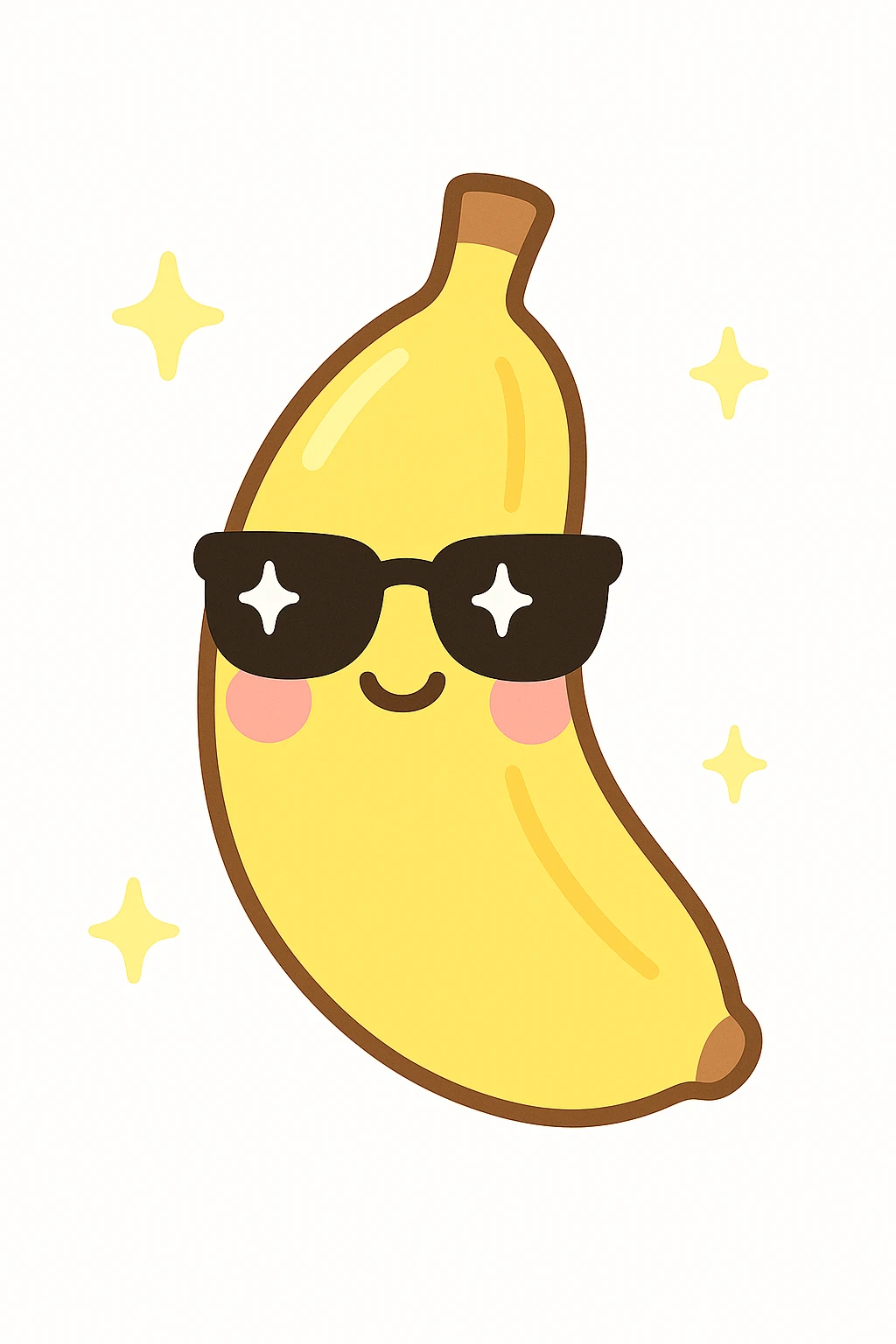 Add cool black sunglasses to the joyful banana, keep the kawaii style. emoji