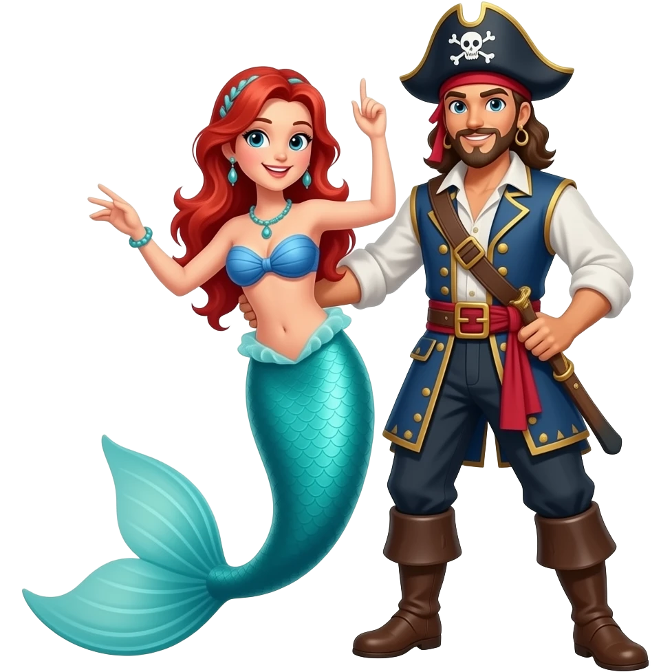 mermaid dancing with a pirate emoji