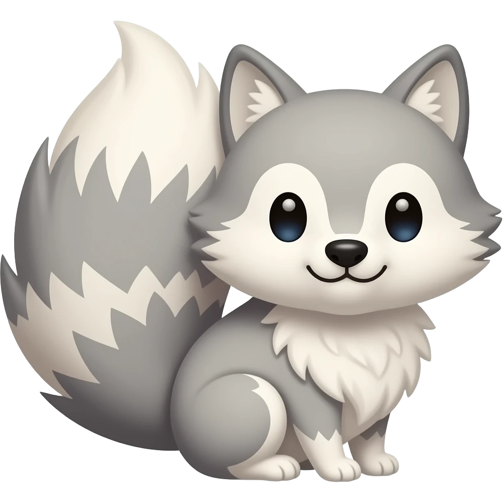 Kawaii wolf tail fungus emoji