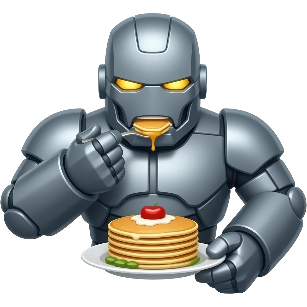 Iron giant eating pancakes emoji