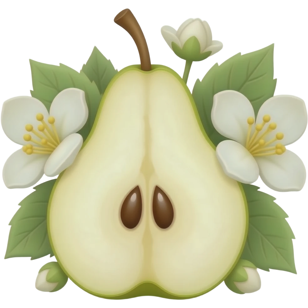 нарисуй цветы груши с лоском и объёмом emoji