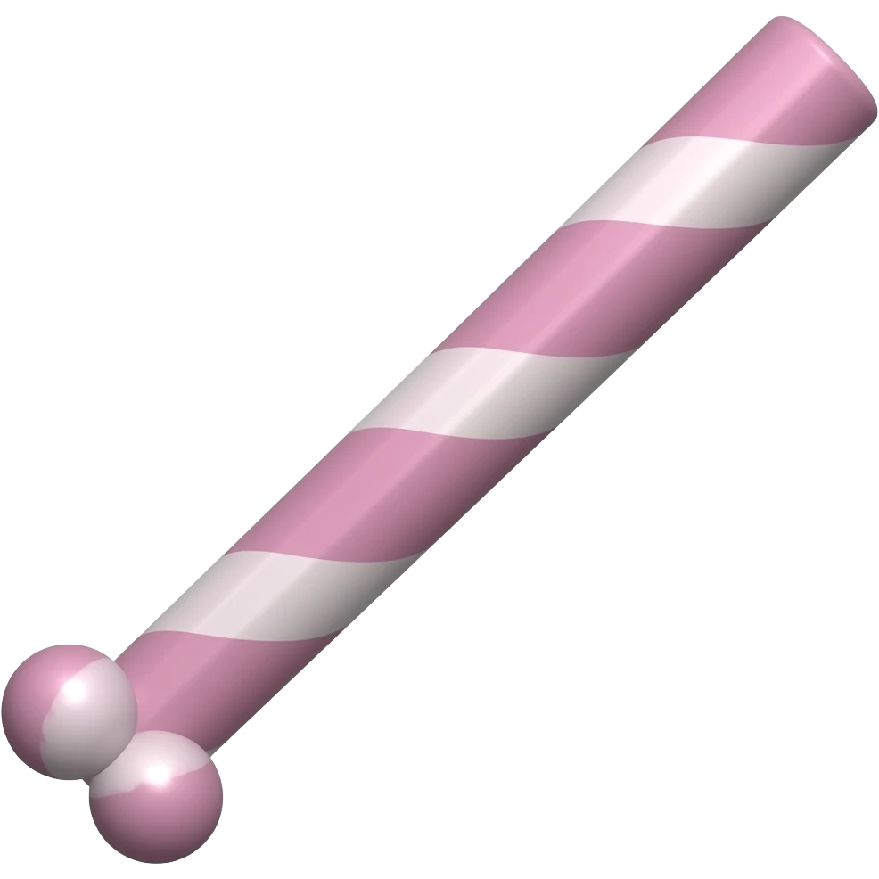 A pink stick with two bals on bottom emoji