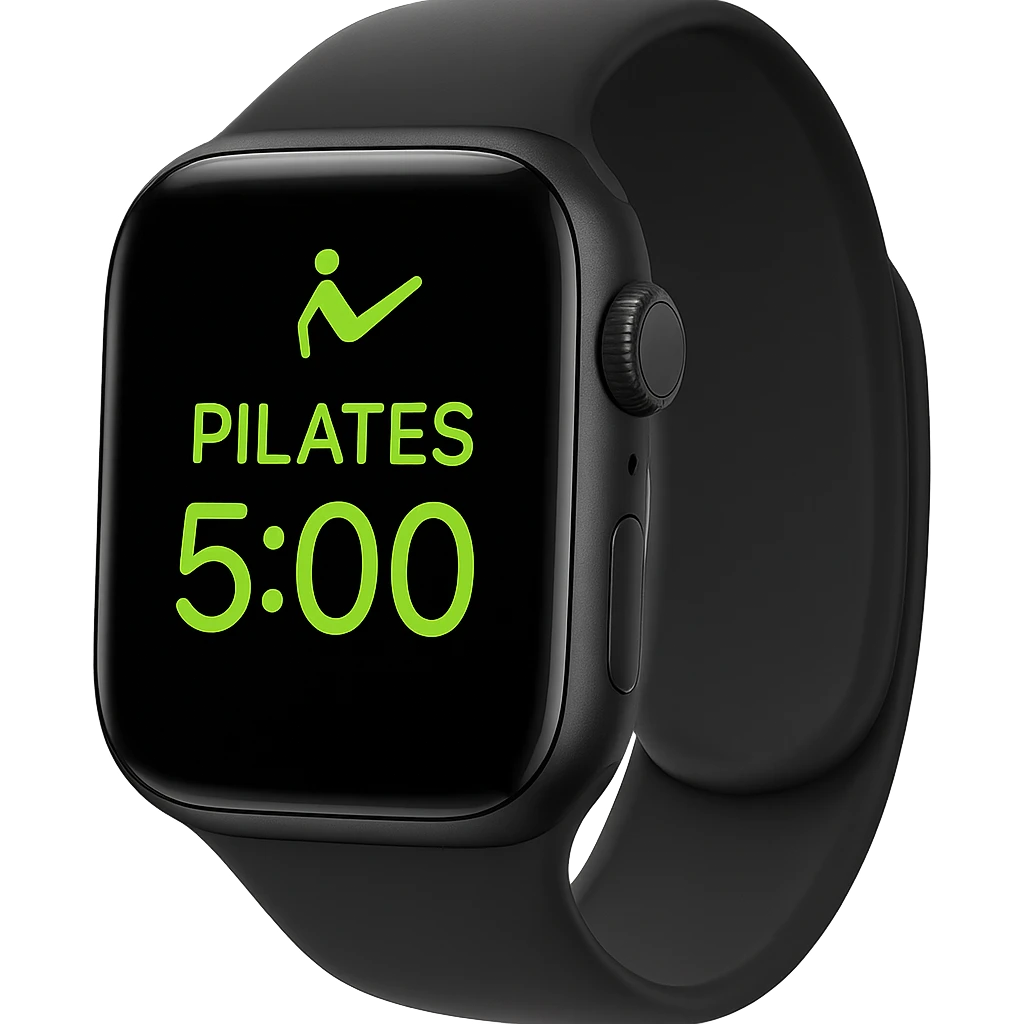 smartwatch con modalità attiva di pilates che segna 5 ore di pilates, REALISTICA 4K emoji