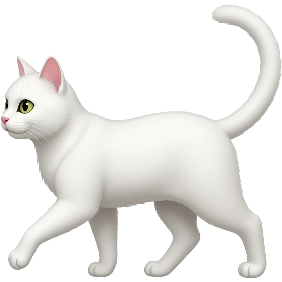 белая грациозная  кошка боком которая идет emoji