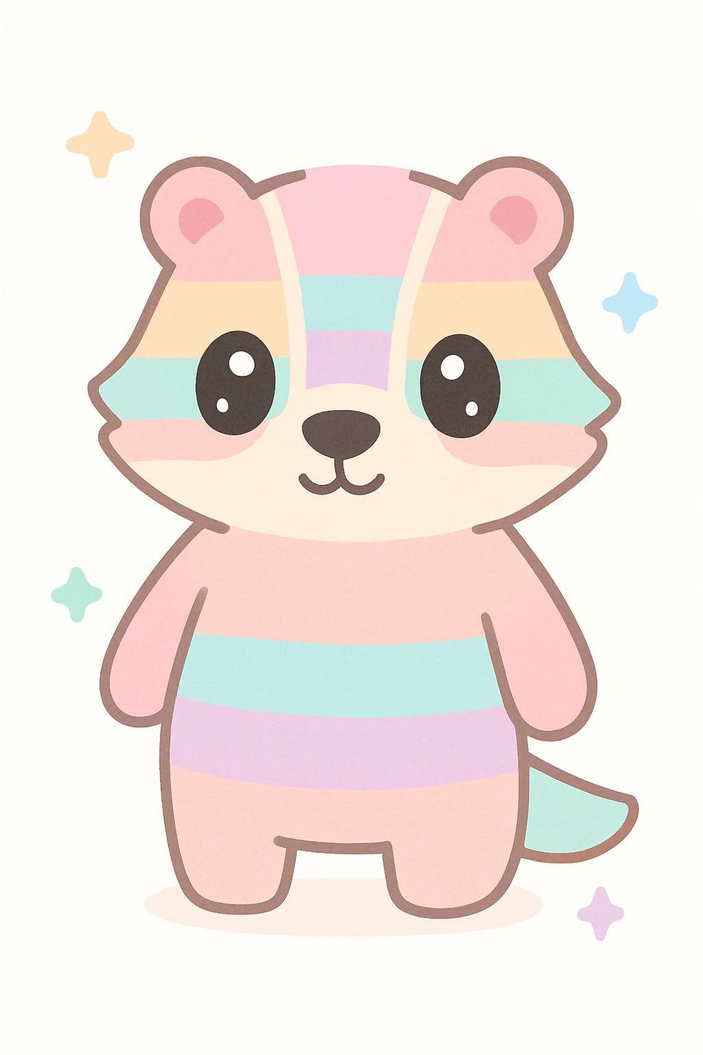 cute badger with LGBT pride colors, friendly expression, simple background emoji