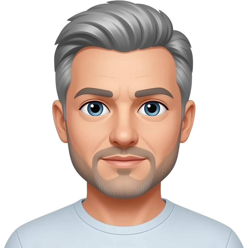 blue eyed man with salt and pepper hair slight goatee emoji