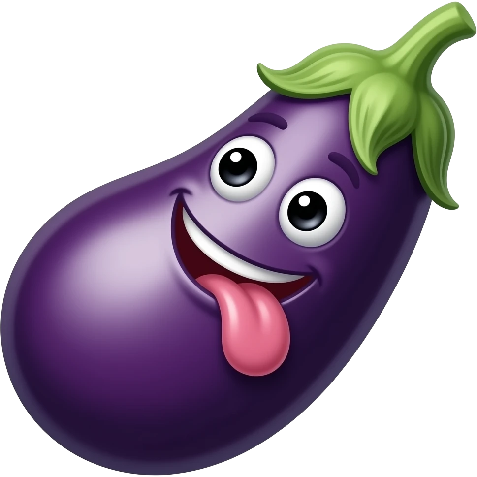Emoticon licking eggplant emoji emoji