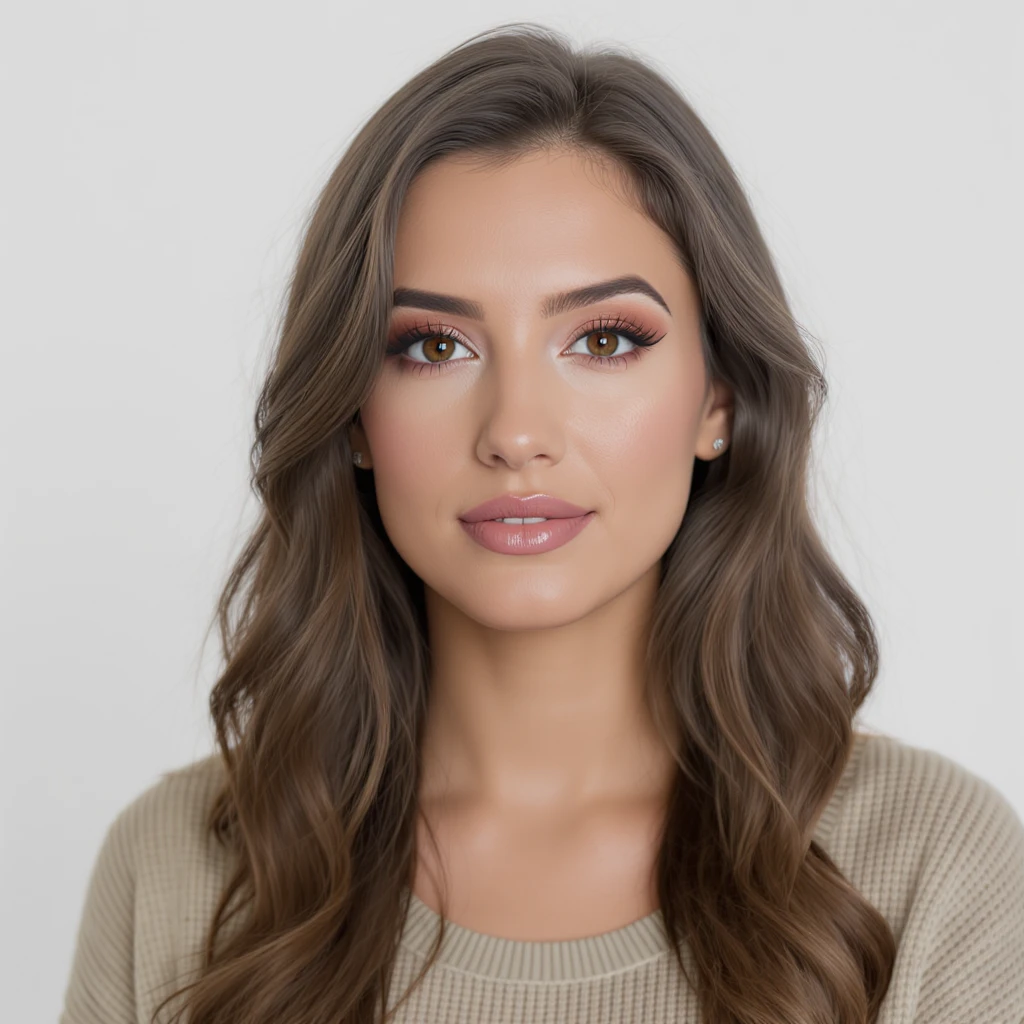 realistic makeup with neutral color palette on white background emoji