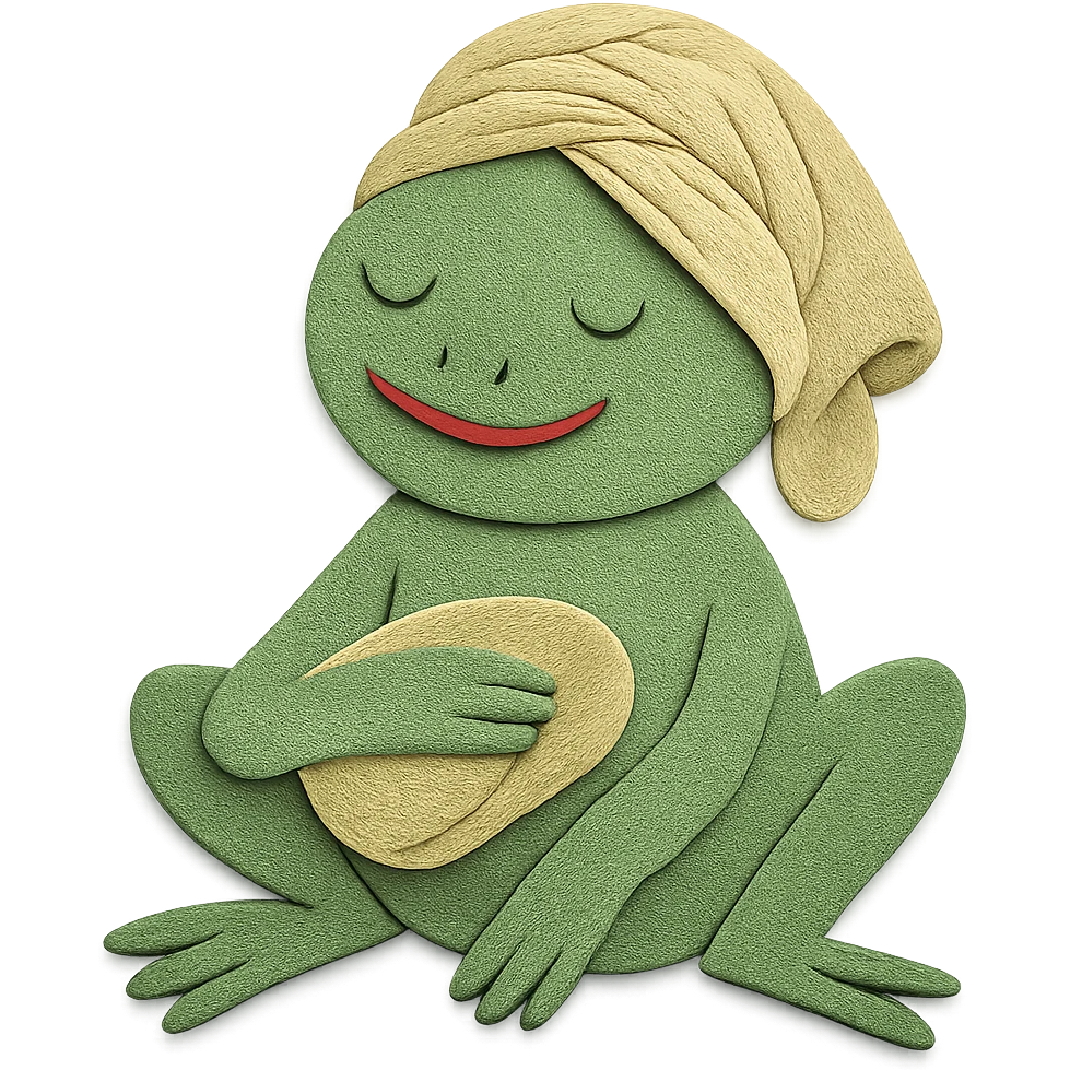 сделай эту лягушку, но в позе как на второй картинке emoji
