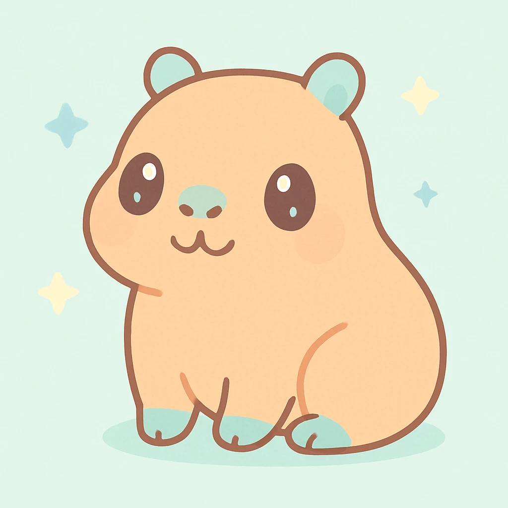 playful capybara, fun and adorable, kawaii style, simple and sweet emoji