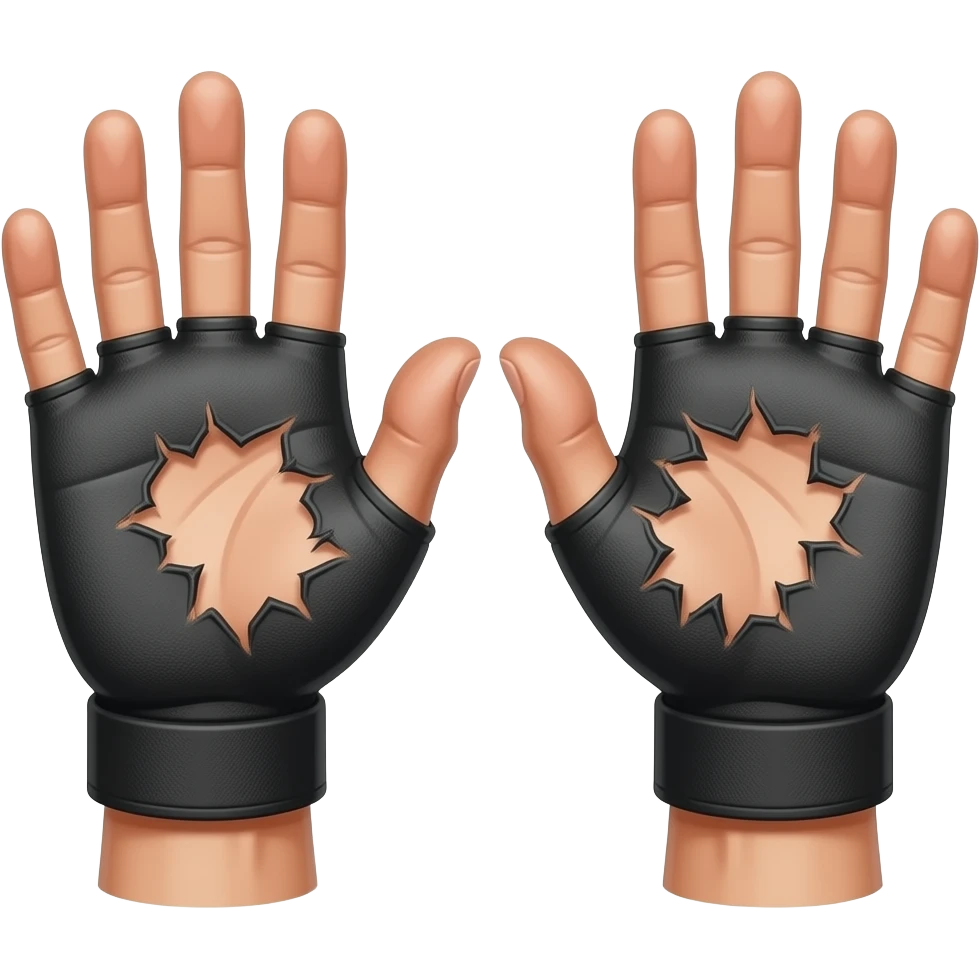 minimalist emoji of torn calluses on palms, crossfit grip injury, premium Telegram emoji, subtle design, thin clean lines, black and white, transparent background. emoji